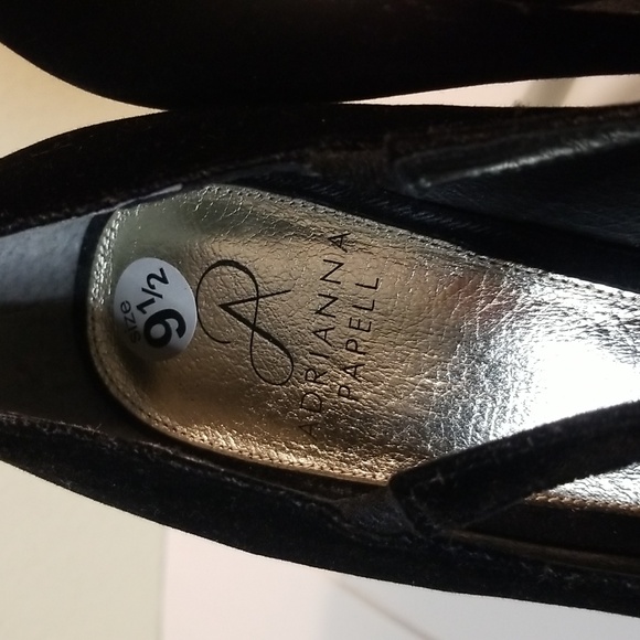 Adrianna Papell Peep Toe Heels Size 9.5 Black Suede Bling main image 4